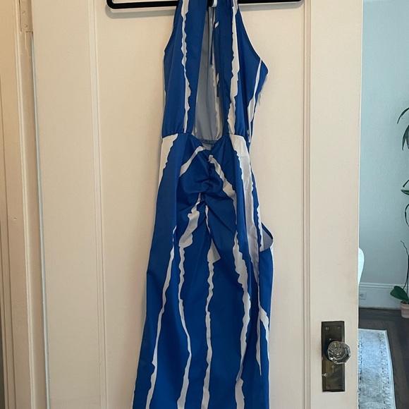 Blue and white zebra stripped cocktail dress in size small - Picture 2 of 2